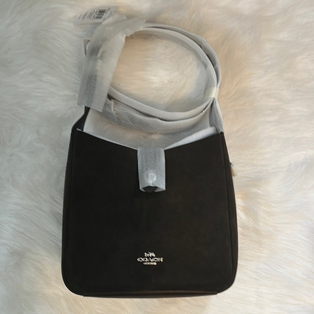 Coach Espresso/Silver Suede Shoulder Bag